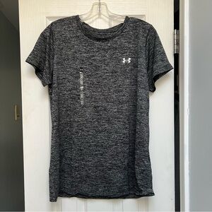 NWT Under Armour Women's Black Heathered Short Sleeve Tee size large